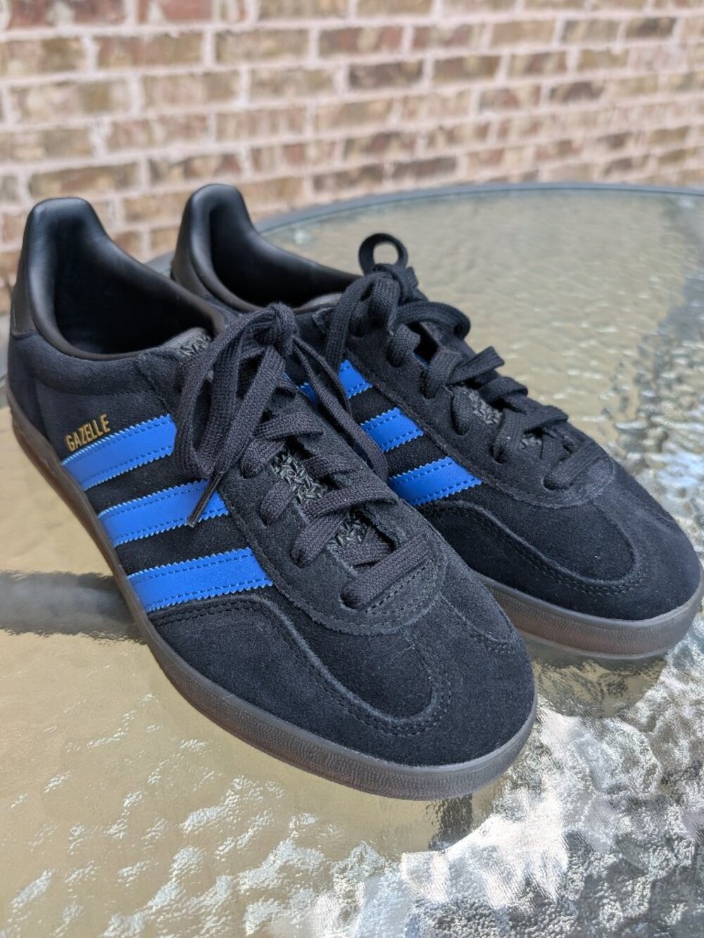 BRAND NEW Adidas Black/Blue Gazelle, size 8 Mens/9.5 Women's